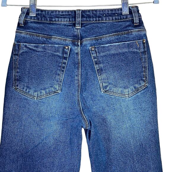 a loves a Women’s High-Rise Medium Wash Straight Leg Fringe Hem Jeans 27 EUC - Picture 8 of 16